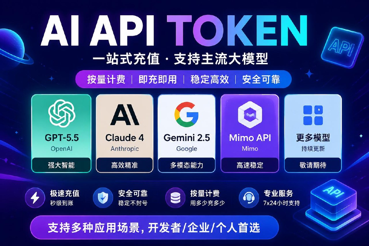 AI Token 充值｜GPT-5.5 Claude Gemini API密钥 自动发卡 长期稳定